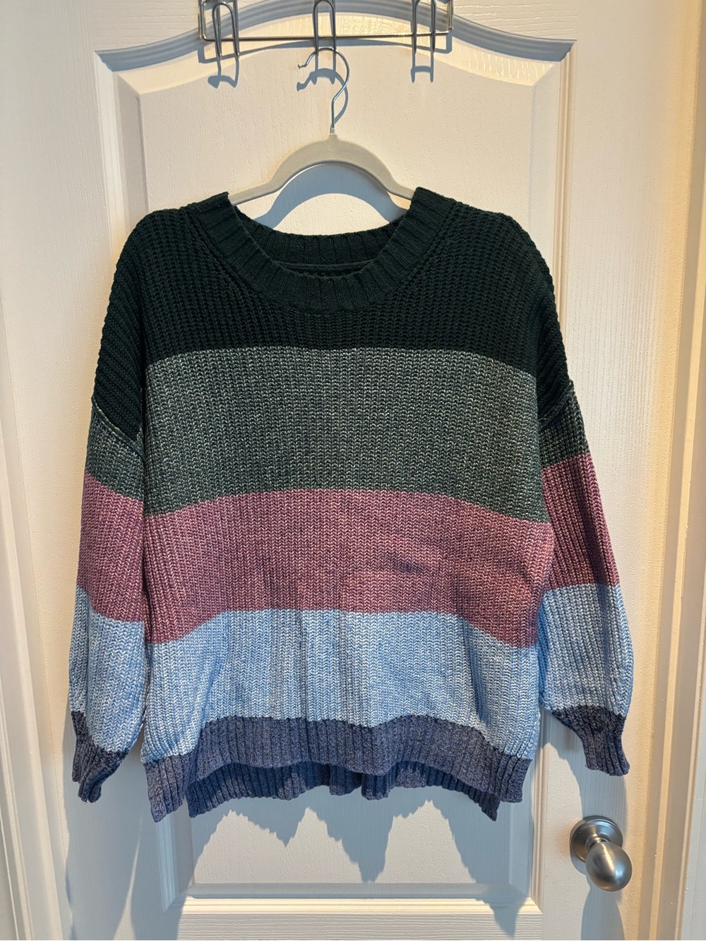 American Eagle Outfitters Striped Crewneck Sweater - Black, Gray, Pink, Blue